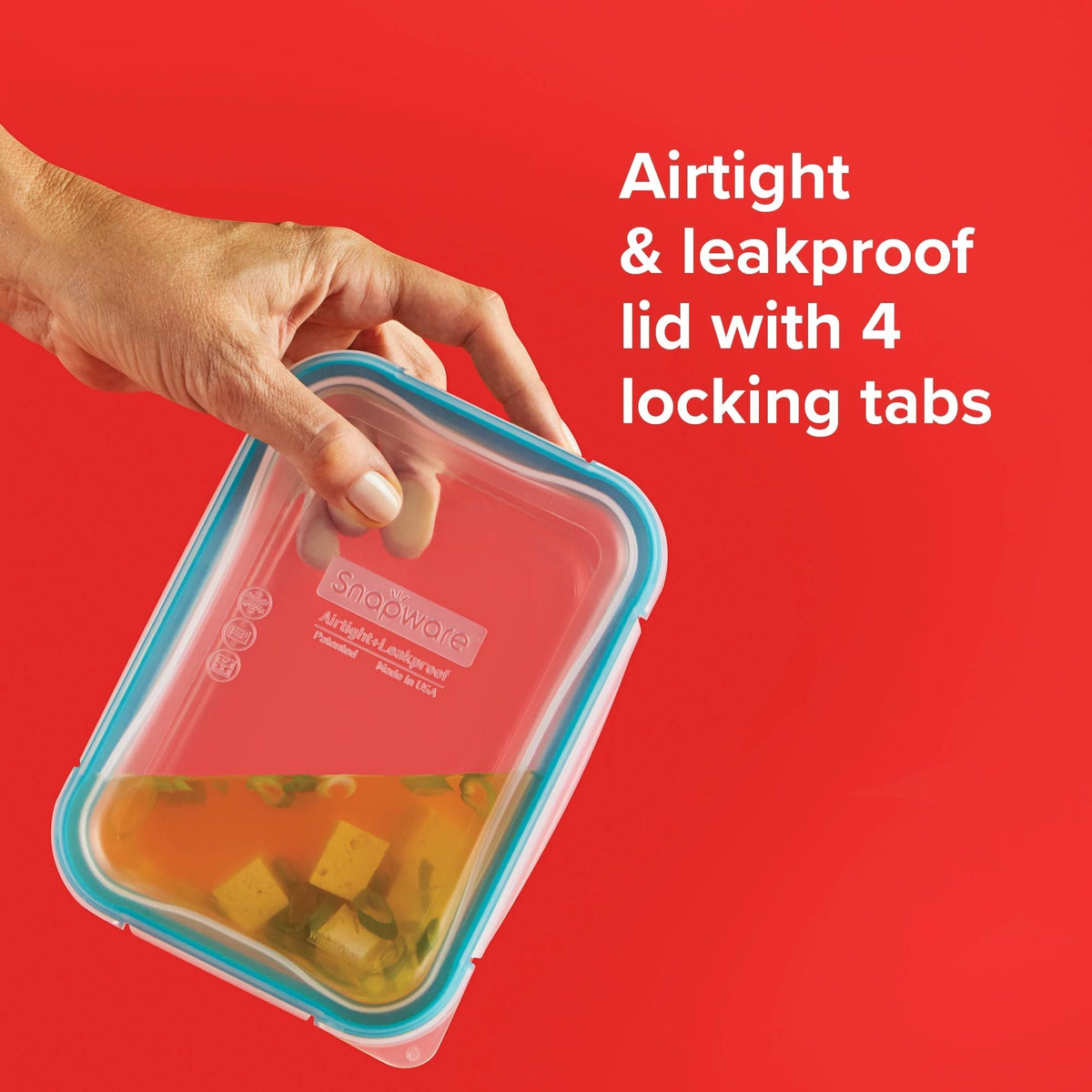 Total Solution Pyrex Glass storage with text airtight & leakproof lid with 4 locking tabs