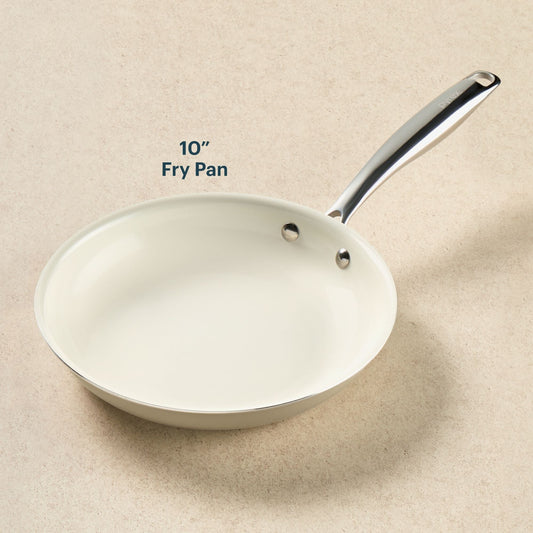 10-inch fry pan on a beige background