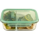 Snapware MealBox 5.8-cup Divided Glass Food Storage Container with Blue Lid