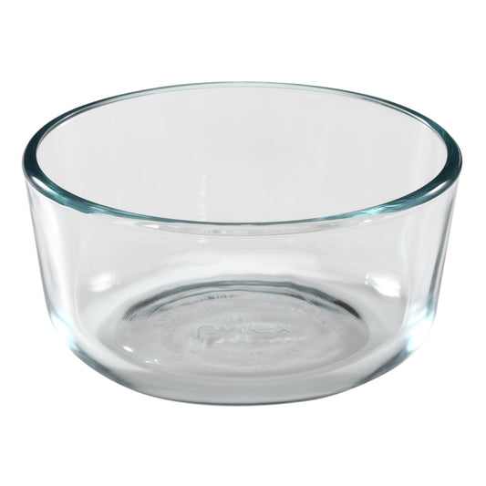 Clear glass bowl on a white background
